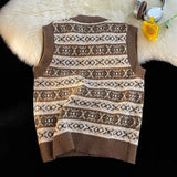 Aidase Ethnic Style Men's Sweater Vest Vintage V-neck Preppy Style Male Knitted Tank Top Autumn Winter Casual Versatile Top aidase-shop