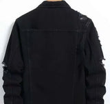 AIDASE  -  New Fashion Autumn Winter Men Black Solid Color Turn-down Collar Long Sleeve Single Breasted Casual Trendy Denim Jackets Coats aidase-shop