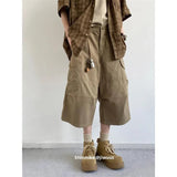 AIDASE  -  Summer Vintage Artistic Lazy Style Pleated Casual Pants Loose Big Pocket Men's Women's College Style Seven-Five Pants Trendy aidase-shop