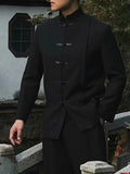 AIDASE  -  New Chinese Style Suit Men's Niche Design Traditional Button Stand Collar Jacket Black Straight Wide Shoulder Coats Ruffian Cool aidase-shop