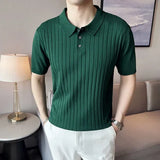 Aidase New Trendy Slim Fit Polo Shirt for Men with Half Sleeves, Fold-over Collar, Ideal for Golf and Summer Casual Wear in Green aidase-shop