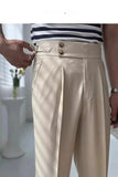 AIDASE  -  British Style Men's Youth Spring Summer Naples Tailored Pants High Waist Straight Leg Trousers Paris Button Fashionable Long Pan aidase-shop