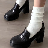AIDASE  -  College Style Women Loafer Shoes Fashion Shallow Slip On Vintage Female Elegant Thick Heel Commuting Shoes aidase-shop