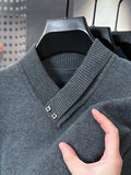 Aidase Men's Woolen Sweater V-neck Pullover Thickened  Solid Color Business Casual Sweater Winter Knitted Bottoming aidase-shop