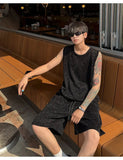 AIDASE  -  Striped Men Two-piece New Summer Casual Sleeveless Round Neck Tank Top Drawstring Loose Shorts Fashion Male Sets aidase-shop