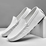AIDASE  -  Spring High-quality White Loafers Men's Brand Business Leather Shoes Genuine Leather and Soft Soles Lightweight Driving Shoes aidase-shop