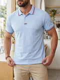 AIDASE  -  Spring Summer Daily Casual Mens Polos Short Sleeve Buttoned Turn-down Collar Tops Vintage Men Striped Patchwork Polo Shirt aidase-shop