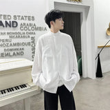 AIDASE  -  Men's Modern  Shirt - Oversized Stand Collar Minimalist Top with & Utility Pockets, Urban Artist Collection