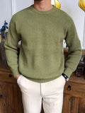 AIDASE  -  Leisure Knitting Sweaters For Mens Fall Winter Casual Texture Knit Bottoming T Shirt Fashionable Solid Color Crew Neck Sweater aidase-shop