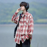 AIDASE  -  Trendy Summer Elegant Short Sleeve Plaid Shirt Men's American Casual Oversized Pocket T Shirts Y2K Streetwear Camisas aidase-shop