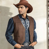 39.93Aidase Denim Vest Men's Suede Leather Suit Casual Western Cowboy Waistcoat Custom Colour Prom Man Clothing Punk Sleeveless Jacket aidase-shop