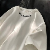 Aidase Men's Oversized T-shirts White Cotton T Shirt 5XL for Men Casual Summer Wear Letter Fashion  Print Neck Tee Shirts Men Clothing aidase-shop