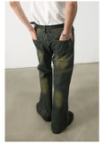 AIDASE  -  Washed To Make Old Loose Micro-flared Jeans, Men's Four Seasons New Fashion Straight Wide-leg Pants, Casual Floor-length Jeans aidase-shop