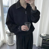 AIDASE  -  Men's Long Korean Style Loose Inner Pullover Shirt Spring Autumn Trendy Handsome Drape Top aidase-shop