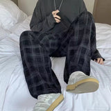 AIDASE  -  Spring Plaid Distressed Baggy Pants For Men Casual Sports Loose Straight-Leg Sweatpants High Street Fashion Y2K Trousers aidase-shop