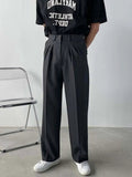 AIDASE  -  Trendy Straight Leg Loose Fit Casual Pants for Men Spring Summer New Arrival Korean Sle Pure Color Thin Double Pleat Long Pant aidase-shop