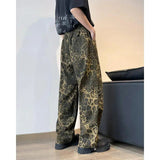 AIDASE  -  Loose Straight Leg American Sle Jeans Leopard Print Harlan Pants Men Women Trendy New Wide Leg Loose Fit High Street aidase-shop