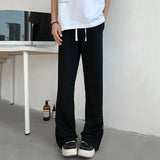 AIDASE  -  Drawstring Men Sweatpannts American Style Solid Color Elastic Waist Bottom Zipper Patchwork Straight Male Trousers 24K2733 aidase-shop