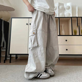 AIDASE  -  Loose Men Cargo Pants Multiple Pockets Straight Wide Leg Casual Trousers Solid Color Design Fashion Summer New aidase-shop