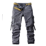 AIDASE  -  Men's Cargo Pants Solid Loose Multi-Pocket Cotton Casual Work Trousers Windproof Safari Style Full Length Pants Without Belt aidase-shop