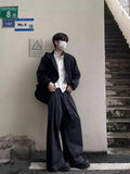 AIDASE  -  Japanese Style Men's Casual Pants Loose Fit Straight Leg Drapey Button Detailing Spring Autumn New Arrival aidase-shop