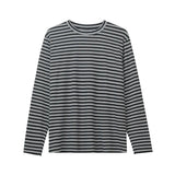 AIDASE  -  Spring Autumn Striped T-Shirts Men Round Neck Long Sleeve Loose Casual Tshirt Male Streetwear Tees Fashion Tops Plus Size aidase-shop