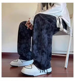 AIDASE  -  American Washed Tie Dye High Street Casual Pants Loose Straight Leg Long Trousers Men Women New Fashion Spring Autumn Versatile aidase-shop
