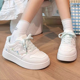 AIDASE  -  New Spring Women's White Shoes Embroidered Floral Thick Sole Platform Sneakers Lightweight Casual Skate Shoes for Students aidase-shop