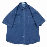 AIDASE  -  Men's Trendy Brand INS Five Sve Casual Versatile f Sve Trendy BF College Sle Denim irt aidase-shop