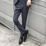AIDASE  -  Men Striped Trousers, Fashion Slim Suit Pants, Office Casual Plaid Pant, Asian Size 29-38, Gray,Black,Dark Blue aidase-shop