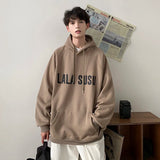 Letter Printed Hoodies Shirt Men Baggy Chic Muff Pockets Pullover Hoody Sweatshirt Streetwear Hip Hop Male Tops aidase-shop