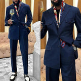 AIDASE  -  Fashion Utility Wedding Men Suit Business Tailor-Made Party Tuxedo 2 Pieces Groom Wear Coat Pants Party Singer Groom Customized aidase-shop