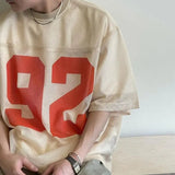 AIDASE  -  Must-have Mesh Printed T-shirt for Summer Layering Men Retro Loose Breathable Hollow Out Small Neck T-shirt Short Sleeved Jersey aidase-shop