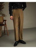 107.25Aidase Business Leisure Solid Color Pant For Men Neapolitan Double Fold Straight Office Trousers Men Hanging Suit Pants Mens Dress Pant aidase-shop