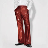 AIDASE  -  Performance Casual Pants Shiny Sequin Plaid Pattern Evening Show Off-Waist Dressing Bottoms Men's Fashion aidase-shop