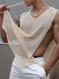 AIDASE  -  Summer Men Tide Fashion Loose Perspective Hollow Out Side Strap Casual Sexy Tank Tops Chic Ins Mesh Streetwear Vest aidase-shop