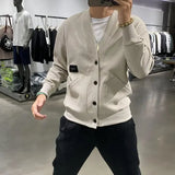 Aidase Men's Clothing Icon V Neck Cardigan Knit Sweater Male with Pockets Jumpers Tops Best Selling Products New in Knitwears aidase-shop
