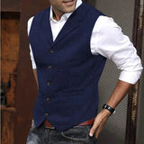 AIDASE  -  Men Tweed Notch Lapel Suit Vest Sleeveless Slim Fit Waistcoat Vintage Casual Business Dress Vest with Chest Side Pockets aidase-shop