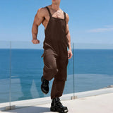 AIDASE  -  Men Jumpsuits Solid Color Sleeveless Straps Rompers Men Pants Streetwear Loose 2025 Fashion Casual Suspenders Overalls aidase-shop