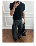 AIDASE  -  Lightweight Breathable Knitted Short Sleeve T-Shirt Hollow out Shoulder American Retro Style Summer Casual Top for Men And Women aidase-shop