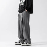 AIDASE  -  Spring Summer Coffee Casual  Ice Silk Pants Men's Trend Solid Pants Men Drape Mopping Pants Straight Loose Wide-leg Trousers aidase-shop