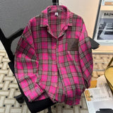 AIDASE  -  New Korean Style Plaid Shirt Long Sleeve Casual Outerwear for Men And Women Couple Fashionable Leisure Coat Polyester Fiber aidase-shop