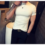 AIDASE  -  Men's Slim Fit Cotton Fitness T-Shirt Short Sleeve Polo Neck Embroidery Workout Tee aidase-shop