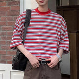 AIDASE  -  Men T Shirt Striped Summer O-neck Short Sleeve Male Tee Tops Streetwear Korean Style Fashion Casual Men Clothing aidase-shop