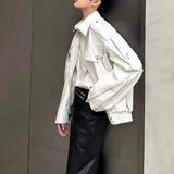 AIDASE  -  Korean Style Y2k Black Leather Jacket Mens Autumn Winter Fashion High-End Motorcycle Clothing Versatile Loose Workwear Jacket aidase-shop