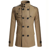 AIDASE  -  Men's Streetwear Solid Color Mid-length Woolen Coat Fashion Casual Button-down Suit Collar Jacket Leisure Luxury Retro Clothes aidase-shop