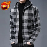 Aidase Knit Sweater Male Zipper Plaid Men's Clothing Cardigan Hoodies Zip-up Thick Winter Red Tops Jumpers Casual Stylish Hot aidase-shop