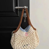 AIDASE  -  DIY Bags Cute Summer Hand-woven Wool Handbag Woven Bag Portable Shoulder Bag Large Capacity Bag Female Bags aidase-shop