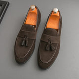AIDASE  -  Brand Fashion Purple Dress Tassels Loafers Male Business Flats Office Casual Suede Leather Shoes Mens Comfortable Dress Shoes aidase-shop