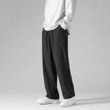 AIDASE  -  Men's Black Ice Silk Wide Leg Pants Thin Man Comfortable Quick Drying Pants Summer Loose Casual Streetwear Loose Trouser Pants aidase-shop
